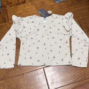 NWT Size 5T Modern Moments Cream Cherry Print Ruffle Long Sleeve Top